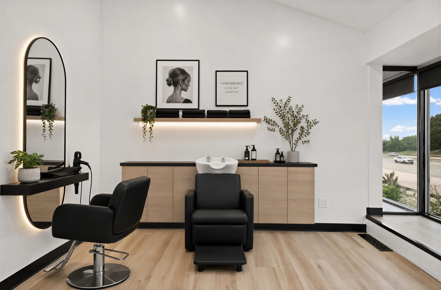 Salon suite in St. Charles, Missouri staged as a hair studio
